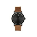 o[h MOVADO rv EHb` v {[h X`[ Movado Bold Ionic Plated Black Steel Case Black Dial Cognac Leather Strap 3600537