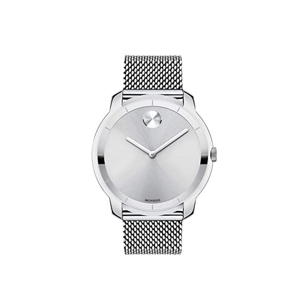 o[h MOVADO rv EHb` v Y jp {[h XeX X`[ Movado Men's BOLD Thin Stainless Steel Watch with a Printed Index Dial Silver (Model 3600260)