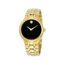 o[h MOVADO rv EHb` v Movado Black Dial Yellow Gold PVD Watch 0607227