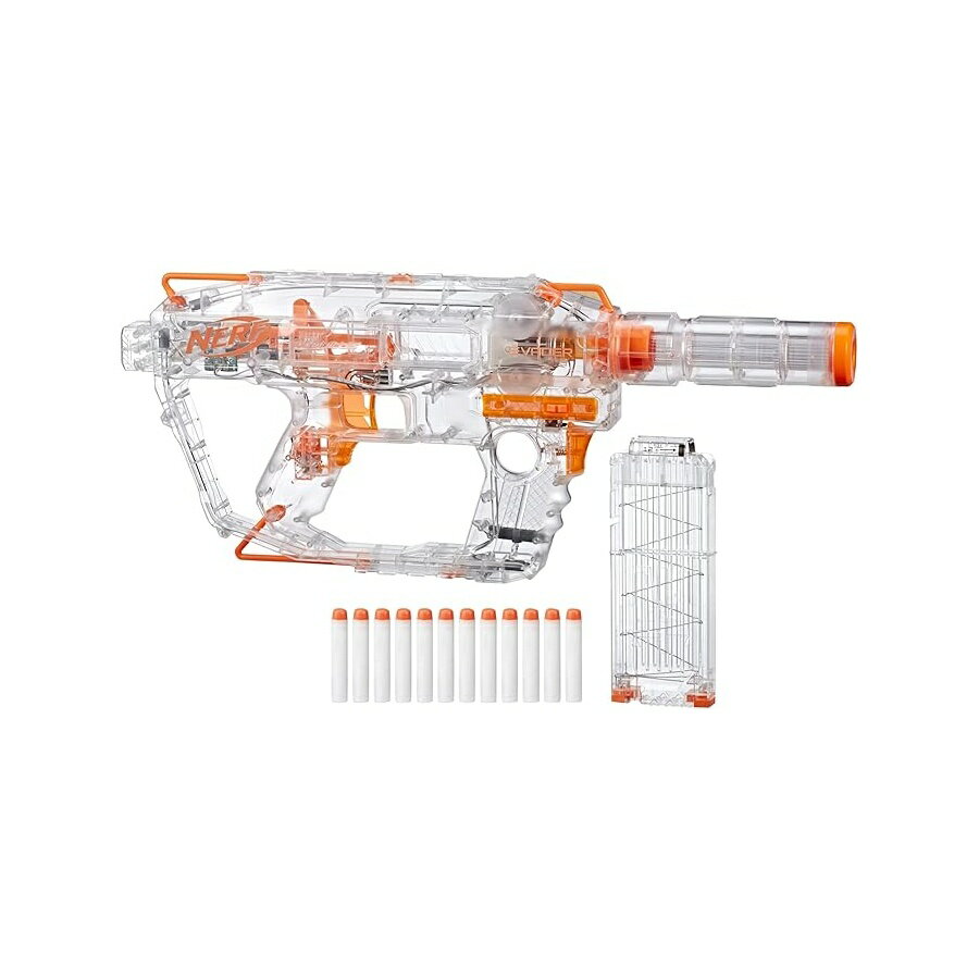 Nerf Modulus Ghost Ops Evader 電動ブラスター ライトアップシースルーブラスターとバレルエクステンション 公式エリートダーツ 12 本付き (限定) Nerf Modulus Ghost Ops Evader Motorized Blaster Light-Up See-Through Blaster and Barrel Extension,
