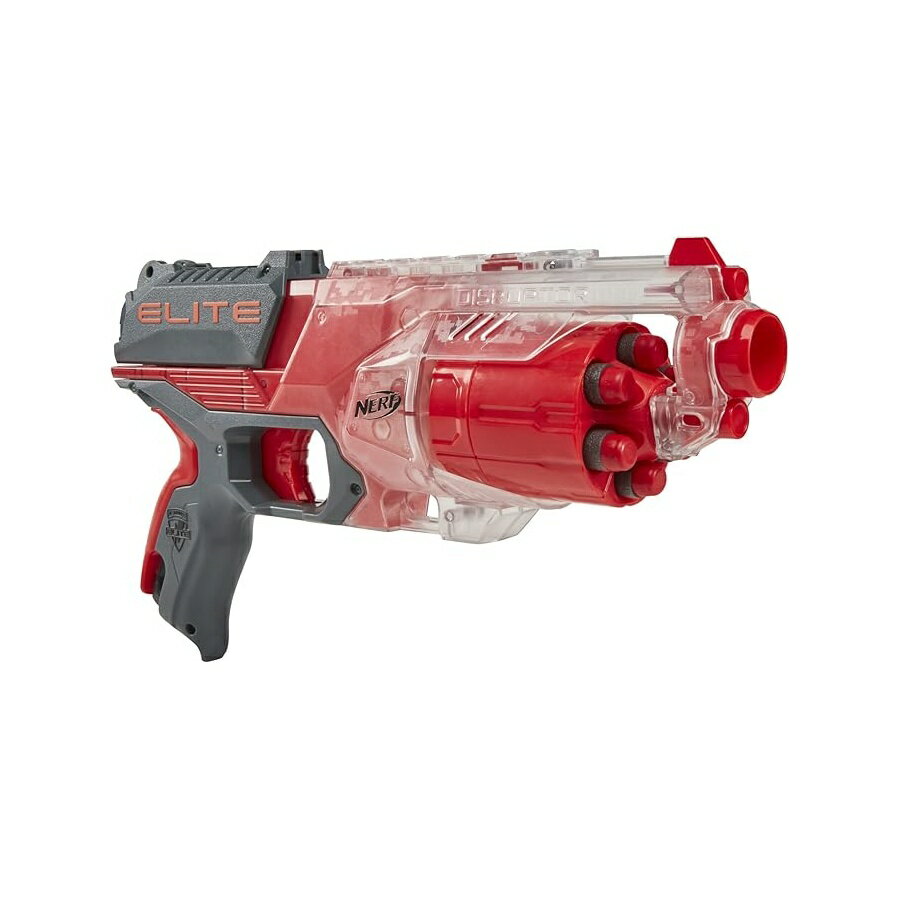 NERF エリート ディスラプター ブラスター 6 ダーツ回転ドラム スラムファイア 半透明レッド (限定) NERF Elite Disrupter Blaster 6-Dart Rotating Drum, Slam Fire, Translucent Red (Exclusive)