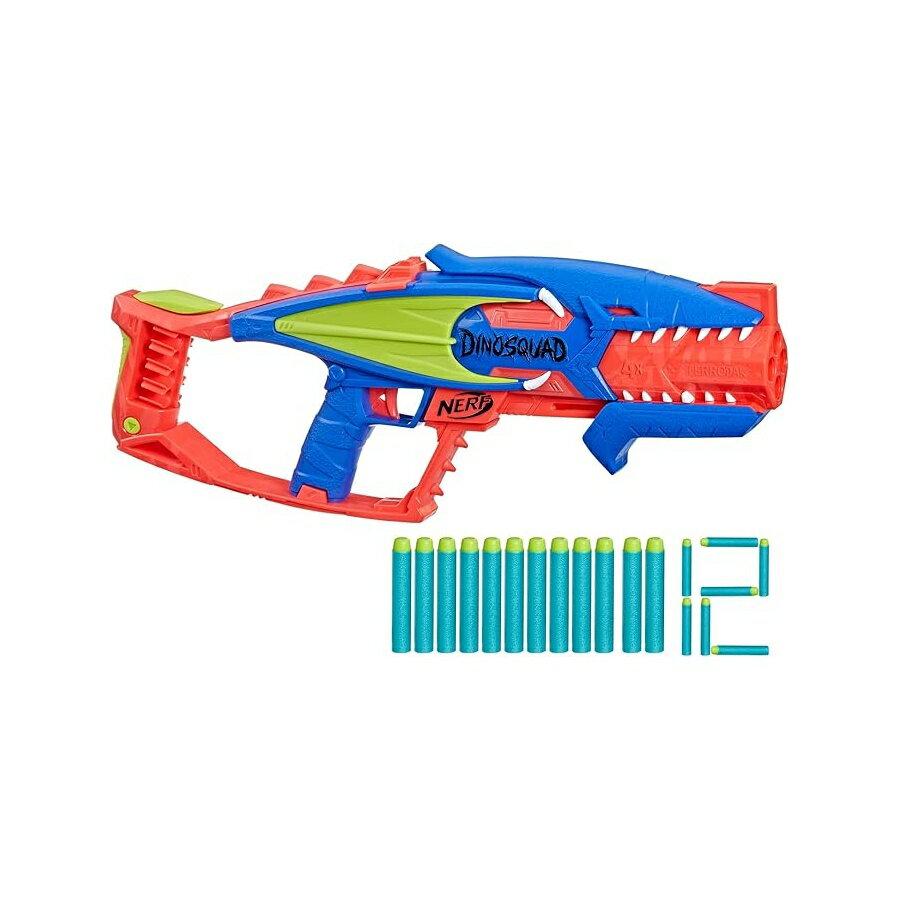NERF DinoSquad Terrodak ブラスト 4 個 ストレージ エリートダーツフォームブラスター 12 個 子供用屋外ゲーム用恐竜のおもちゃ NERF DinoSquad Terrodak, 4 Blasting, Storage, 12 Elite Dart Foam Blasters, Dinosaur Toys for Kids Outdoor Games