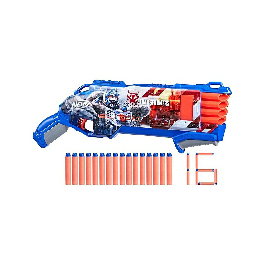 NERF トランスフォーマー オプティマス プライマル ダーツブラスター ナーフエリートダーツ 16 本 ポンプアクション おもちゃのフォームブラスター 8 歳の男の子と女の子以上向け NERF Transformers Optimus Primal Dart Blaster, 16 Nerf Elite Darts, Pump Action, Toy