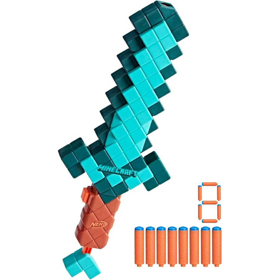 ナーフ マインクラフト ソード ダーツ ブラスター プルバックプライミング フォームエッジ N1 ダーツ 8 本 対象年齢 8+ Nerf Minecraft Sword Dart Blaster, Pull Back Priming, Foam Edge, 8 N1 Darts, Ages 8+