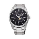 IGg rv I[g}`bN  ORIENT RA-AK0302B10B v EHb` ORIENT 'Sun & Moon' Automatic Black Dial Steel Watch RA-AK0302B