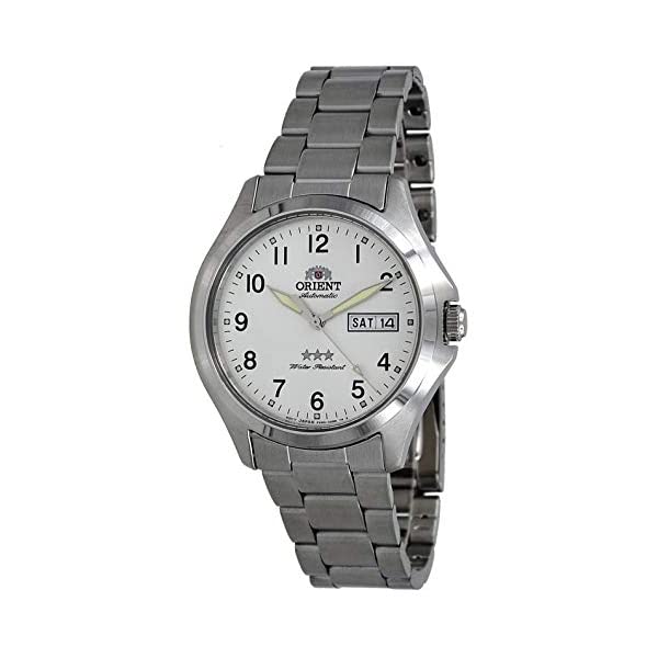 オリエント 腕時計 スリースター 3スター オートマチック 自動巻き メンズ 男性用 ORIENT RA-AB0F15S 時計 ウォッチ Orient RA-AB0F15S Men 039 s Stainless Steel 3 Star Silver Numbers Dial Day Date Automatic Watch