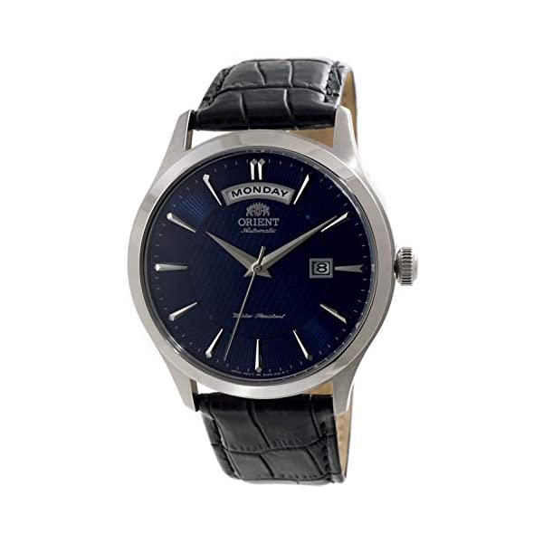 ꥨ ӻ 饷å ᥫ˥ ƥݥ꡼ ORIENT EV0V003D  å Orient Classic Mechanical Contemporary Wide Day Blue Dial Leather Watch EV0V003D