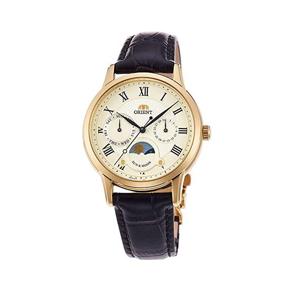 ꥨ ӻ  ORIENT KA0003S  å ORIENT 'Sun &Moon' Roman Indices Gold Lady Leather Quartz KA0003S