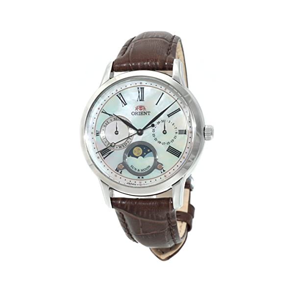 ꥨ ӻ  ORIENT KA0005A  å ORIENT 'Sun &Moon' Pearl Dial Roman Indices Brown Leather Lady Quartz KA0005A