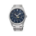 IGg rv I[g}`bN  ORIENT RA-AK0303L10B v EHb` ORIENT 'Sun & Moon' Automatic Blue Dial Sapphire Glass Steel Watch RA-AK0303L