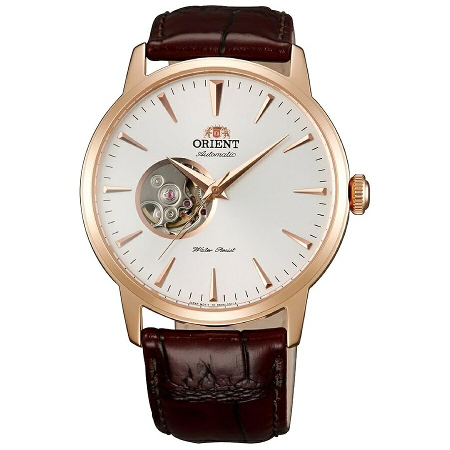 TISSOT - Orient オープンハート メンズ 自動巻き 手巻き メカニカル クラシック レザーバンド スケルトンダイヤル 腕時計 ゴールド ストラップ Orient Open Heart Men's Automatic Manual Winding Mechanical Classic Leather Band Skeleton Dial Wrist Watch, Gold, Strap