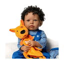 p_CXM[Y xr[h[ Ԃ l` ւ A { ܂܂  Paradise Galleries Black Reborn Toddler Doll with Rooted Hair & Magnetic Pacifier, 19 inch African American Baby Boy, Puppy Pal, 7-Piece Gift Set