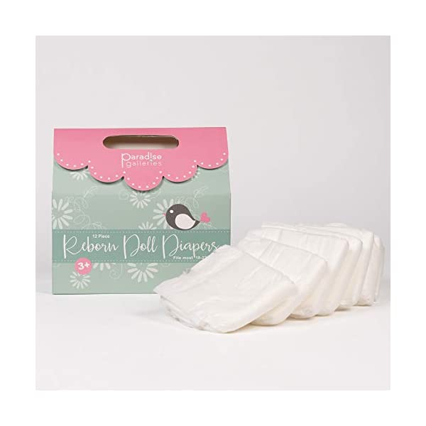 p_CXM[Y ނ xr[h[ Ԃ l` ւ A { ܂܂  Paradise Galleries Reborn Baby Doll Accessories Reusable Diapers - 12-Piece Pack, 18-22