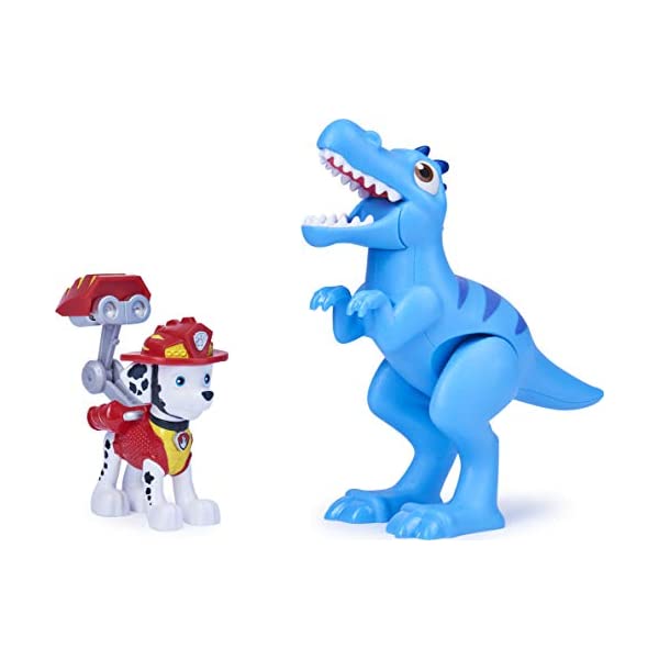 パウパトロール おもちゃ グッズ レスキュー 知育玩具 映画 マーシャル 恐竜 フィギュア Paw Patrol, Dino Rescue Marshall and Dinosaur Action Figure Set, for Kids Aged 3 and up