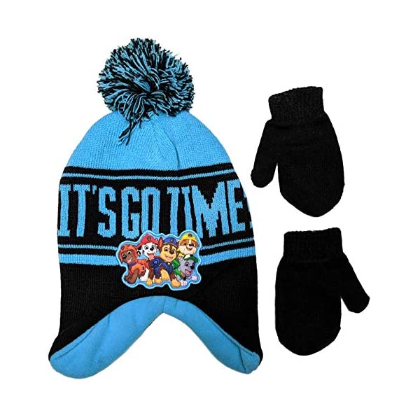 パウパトロール ニット帽 帽子 キットキャップ 手袋 グローブ 防寒 キッズ 子供 Nickelodeon Boys' Toddler Paw Patrol Hat and Mittens Cold Weather Set, Red/Black, Age 2-4