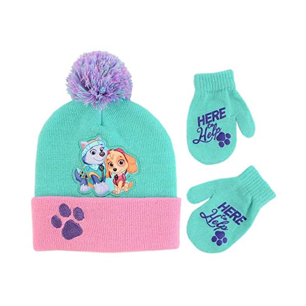 パウパトロール スカイ エベレスト ニット帽 帽子 キットキャップ 手袋 グローブ 防寒 キッズ 子供 Nickelodeon Girls Winter Hat and Mittens Set, Paw Patrol Skye Toddler Beanie for Kids Age 2-4