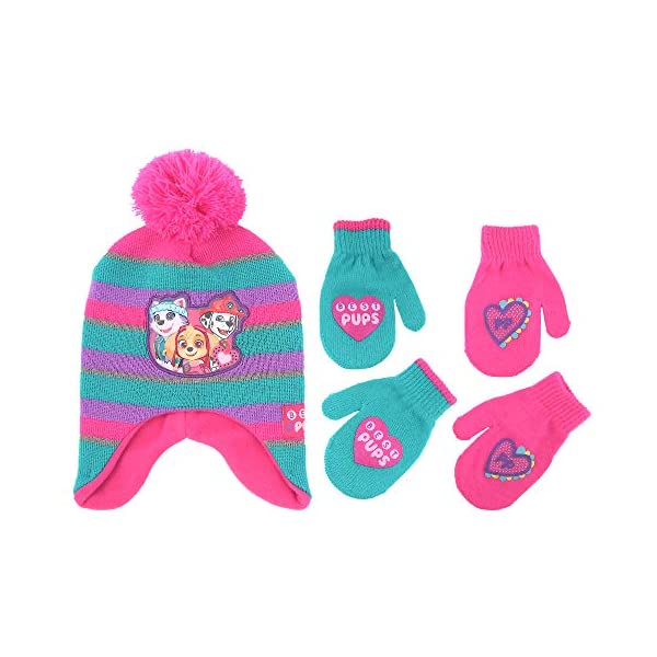 パウパトロール スカイ エベレスト ニット帽 帽子 キットキャップ 手袋 グローブ 防寒 キッズ 子供 Nickelodeon Paw Patrol Girls Winter Hat and 2 Pair Mittens or Gloves (Age 2-7)