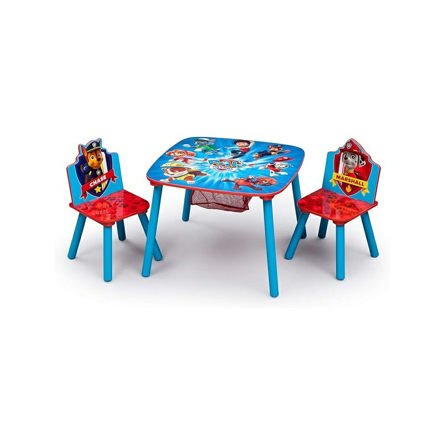 Rakuten - パウパトロール おもちゃ グッズ 知育玩具 プレゼント Delta Children キッズテーブルとチェアセット 収納付き (椅子2脚付き) アートや工芸品 おやつの時間 ホームスクール 宿題などに最適 ニックジュニア Delta Children Kids Table and Chair Set With Storage