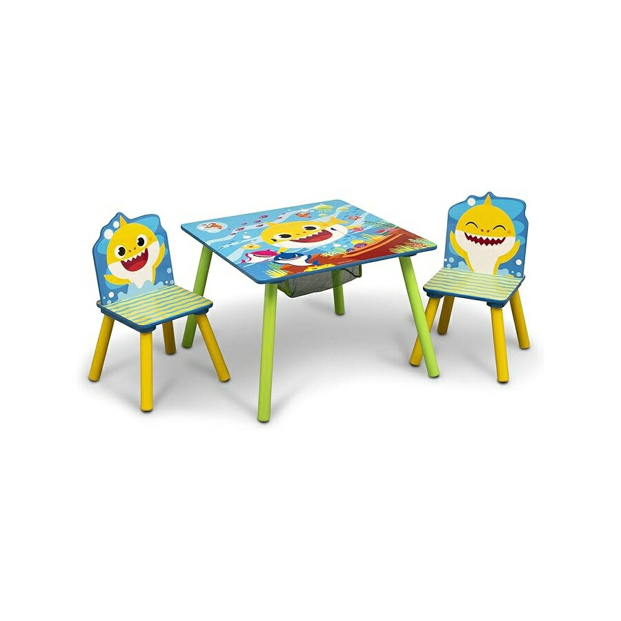 ベビーシャーク おもちゃ グッズ 知育玩具 プレゼント Delta Children キッズテーブルストレージ (椅子 2 脚付き) アートや工芸品 おやつの時間 ホームスクーリング 宿題などに最適 3 点セット Delta Children Kids Table Storage (2 Chairs Included) -Ideal