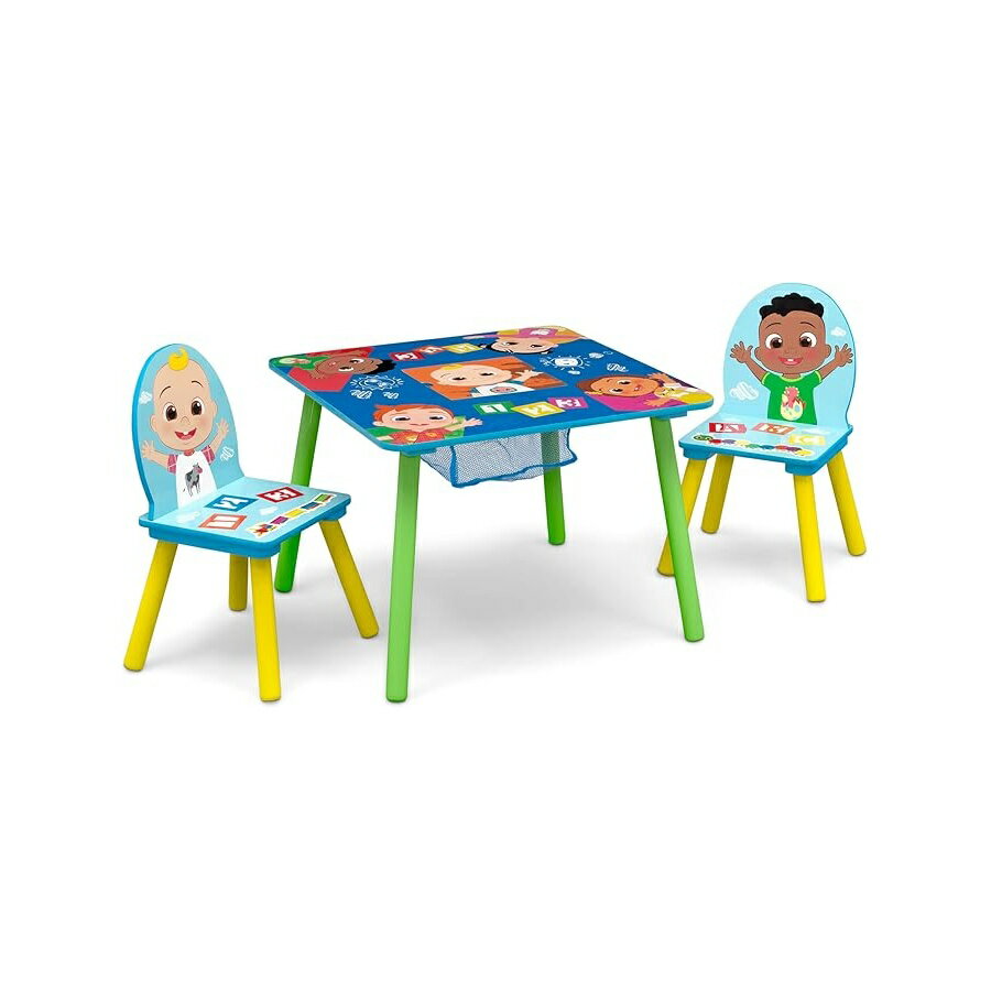 乐天商城 - ココメロン おもちゃ グッズ 知育玩具 プレゼント Delta Children キッズテーブル＆チェアセット 収納付き (椅子2脚付き) 芸術品や工芸品 おやつの時間 ホームスクール 宿題などに最適 CoComelon Delta Children Kids Table and Chair Set with Storage
