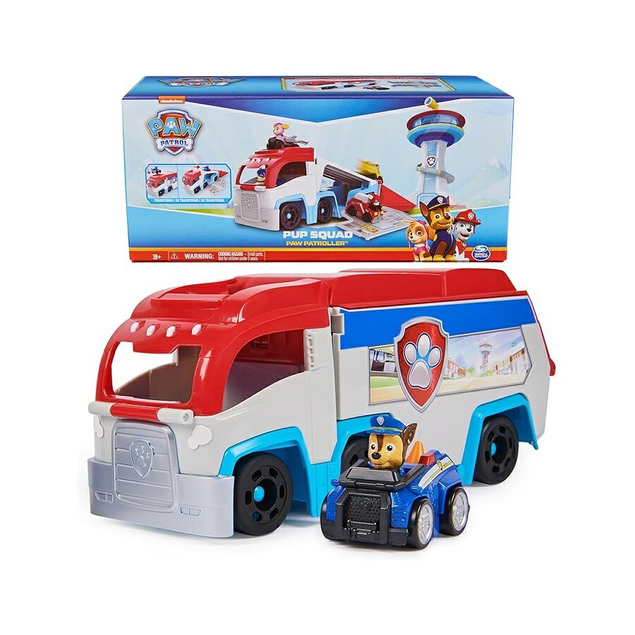 Rakuten - パウパトロール おもちゃ グッズ 知育玩具 プレゼント パップ・スクワッド・パトローラー・チーム車両 収集価値のある ・チェイス の車付き トラック 男の子と女の子向けの子供の 対象年齢3歳以上 PAW Patrol: Pup Squad Patroller Team Vehicle, Toy Truck with