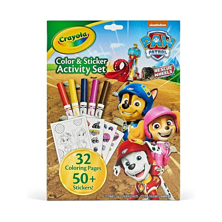 Rakuten - パウパトロール おもちゃ グッズ 知育玩具 プレゼント Crayola PAW Patrol ぬりえページとステッカー ミニマーカー付き 子供向けギフト 3 4 5 歳 Crayola PAW Patrol Coloring Pages & Stickers, Includes Mini Markers, Gift for Kids, Ages 3, 4, 5,