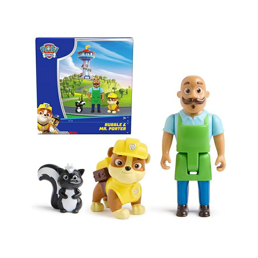 Rakuten - パウパトロール おもちゃ グッズ 知育玩具 プレゼント ラブル & ミスター・ポーター フィギュアパック スカンクの フィギュア付き 子供の 対象年齢 3歳以上 Paw Patrol Rubble & Mr. Porter Figure Pack with Skunk Toy Figure, Kids Toys for Boys & Girls