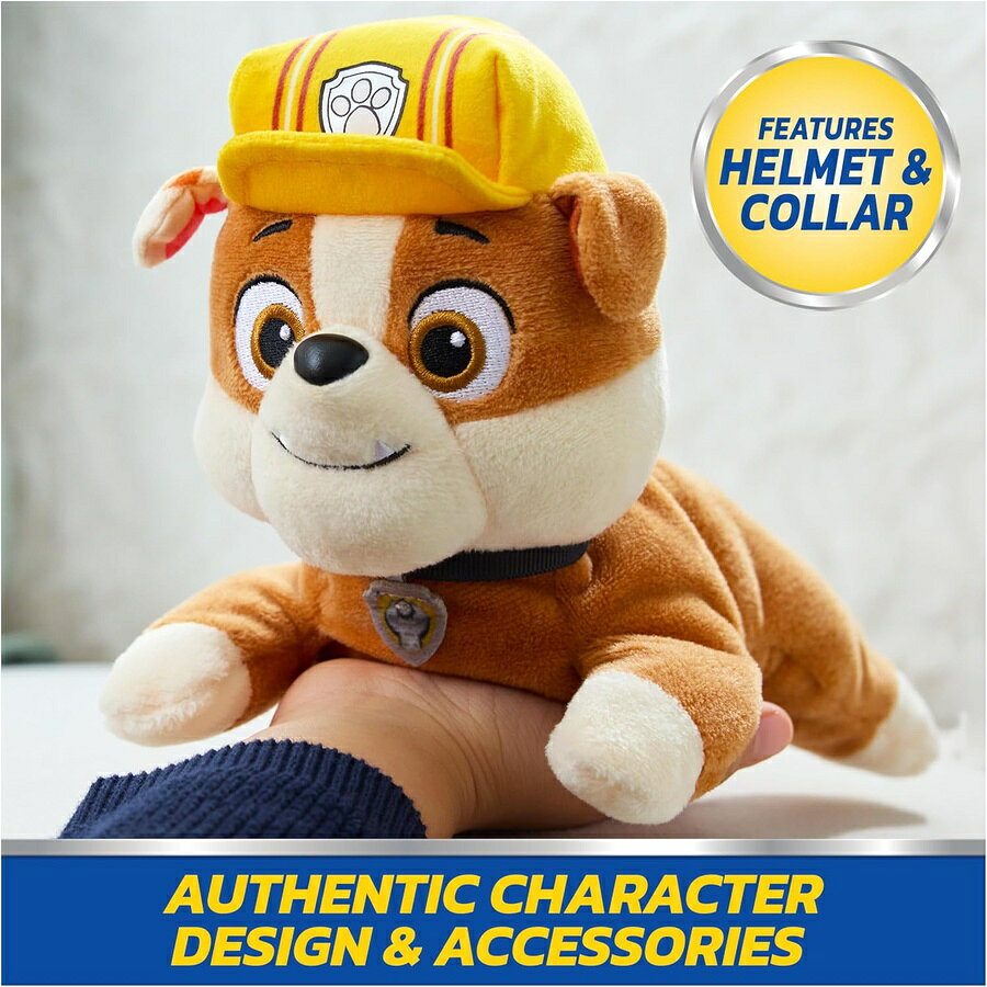 i-selectionのパウパトロール おもちゃ グッズ 知育玩具 プレゼント GUND ラブル ぬいぐるみ 公式ラウンジ ラブル ぬいぐるみ 重みのあるぬいぐるみ 対象年齢 1 歳以上の感覚玩具 8 インチ Paw Patrol GUND Rubble Plush, Official Lounging Rubble Plush Toy, Weighted｜アングル3