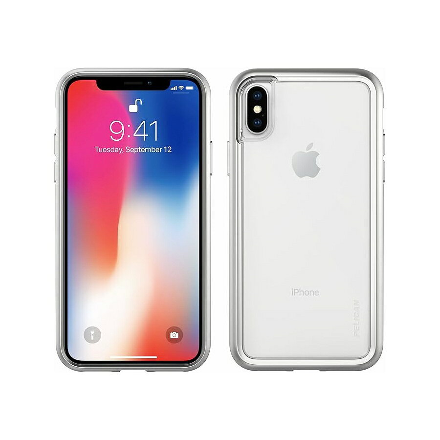ペリカン アドベンチャーフォンケース iPhone X用 (クリア/メタリックシルバー) Pelican Adventurer Phone Case for iPhone X (Clear/Metallic Silver)