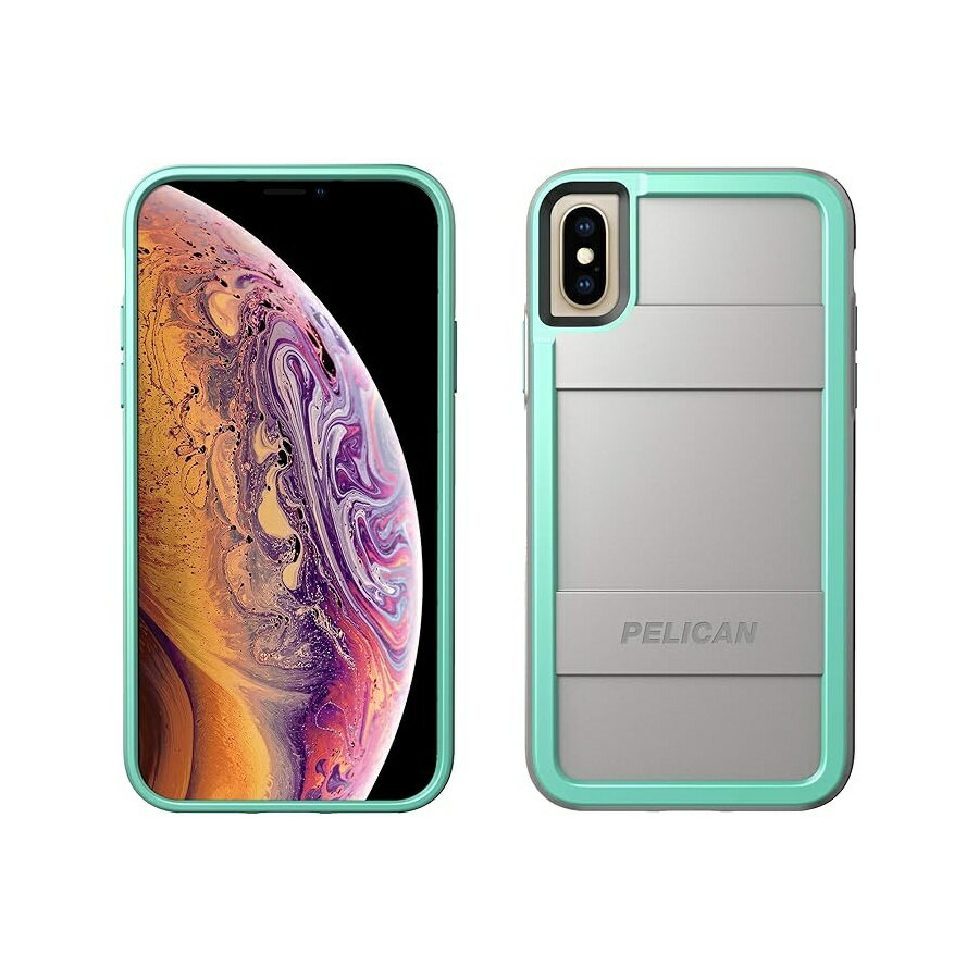 Rakuten - ペリカン プロテクターフォンケース iPhone Xs & X用 (グレー/アクア) Pelican Protector Phone Case for iPhone Xs & X (Gray/Aqua)