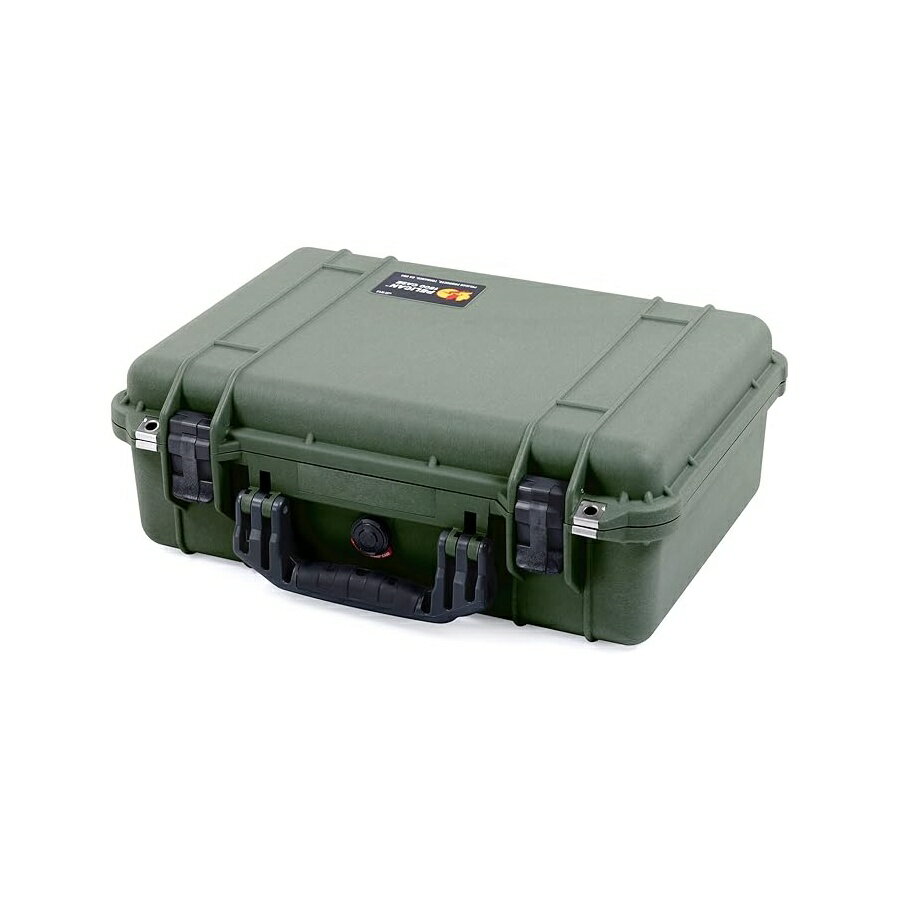 Accessories - ペリカン カラー ケース OD グリーン ペリカン 1500 ケース ブラックのハンドルとラッチ付き フォーム付属 Pelican Color Case OD Green Pelican 1500 case with Black Handle and latches. Comes with Foam.
