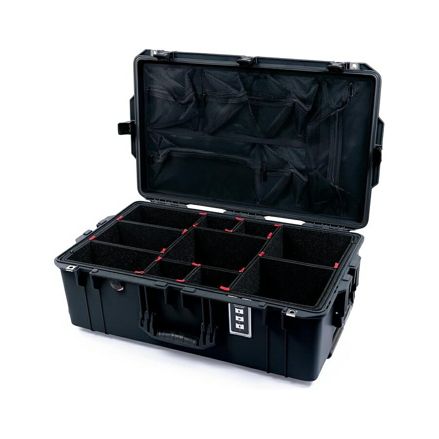 Rakuten - ペリカン カラー ケース 1595 ブラック TrekPak ディバイダー システム & メッシュ蓋オーガナイザー付き大型防水ケース ブラック ハンドル & ラッチ Pelican 1595 Case by ColorCase Black Large Sized Waterproof Case with TrekPak Divider System & Mesh