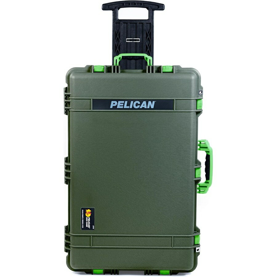 樂天商城 - ColorCase のペリカン 1650 ケース OD グリーン 大型防水ローリングケース (ケースのみ) ライムグリーンのハンドルとラッチ Pelican 1650 Case by ColorCase OD Green Large Sized Waterproof Rolling Case Empty (Case Only) Lime Green Handles &