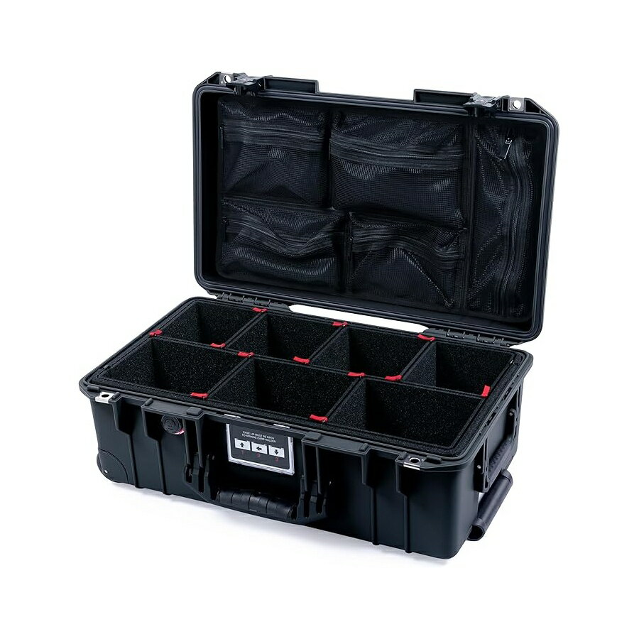 Rakuten - ペリカン エア 1535 ブラック 機内持ち込みケース TrekPak ディバイダー システム & メッシュ蓋オーガナイザー付き ブラック ハンドル & TSA ロック キャリーケース Black Pelican Air 1535 Carry-on Case with TrekPak Divider System & Mesh Lid Organizer