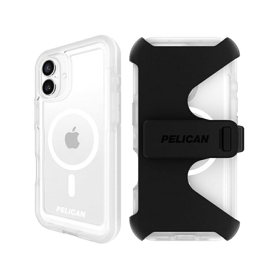 Accessories - ペリカン Voyager iPhone 16 Plus ケース [MagSafe 対応] 頑丈なスマホケース 18 フィート軍事グレードの落下保護付き 高耐久電話カバー iPhone 16 Plus 用ベルトクリップホルスター付き クリア Pelican Voyager iPhone 16 Plus Case [Compatible with MagSafe]