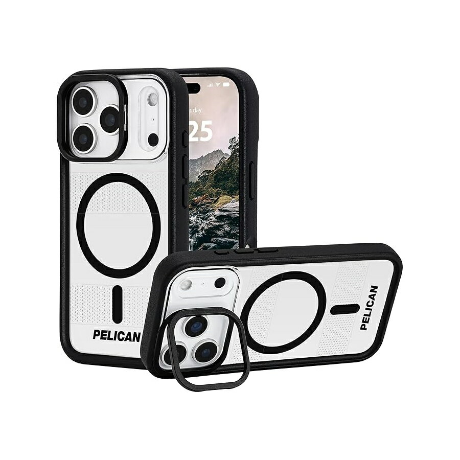 乐天商城 - ペリカン プロテクター iPhone 17 Pro ケース カメラスタンド付き [MagSafe 対応] 頑丈な磁気スマホケース 16 フィート軍事グレードの落下保護機能付き iPhone 17 Pro 用高耐久電話カバー クリア Pelican Protector iPhone 17 Pro Case with Camera Stand