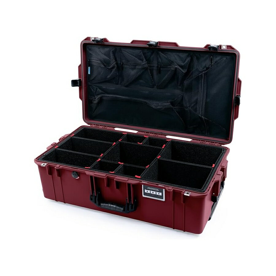 ペリカン エア 1615 ケース オックスブラッド TrekPak キット & メッシュ蓋オーガナイザー ブラックハンドル & TSA ロック ラッチ付き Pelican Air 1615 Case Oxblood with TrekPak Kit & Mesh Lid Organizer with Black Handles & TSA Locking Latches