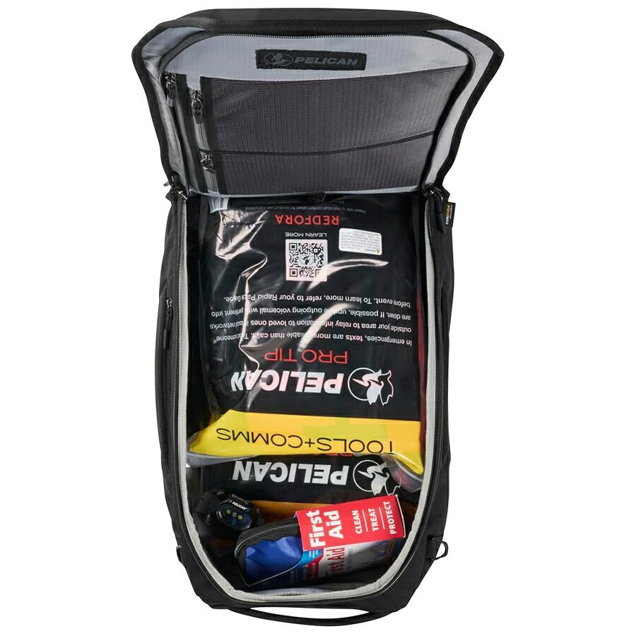 ペリカン準備 1 人用キット ペリカン イージス 45 リットル トラベル バックパック |ダッフルバッグ 緊急食料供給および準備キット (ブラック) Pelican Prepare 1 Person Kit Pelican Aegis 45 Liter Travel Backpack | Duffel Bag Emergency Food Supply and