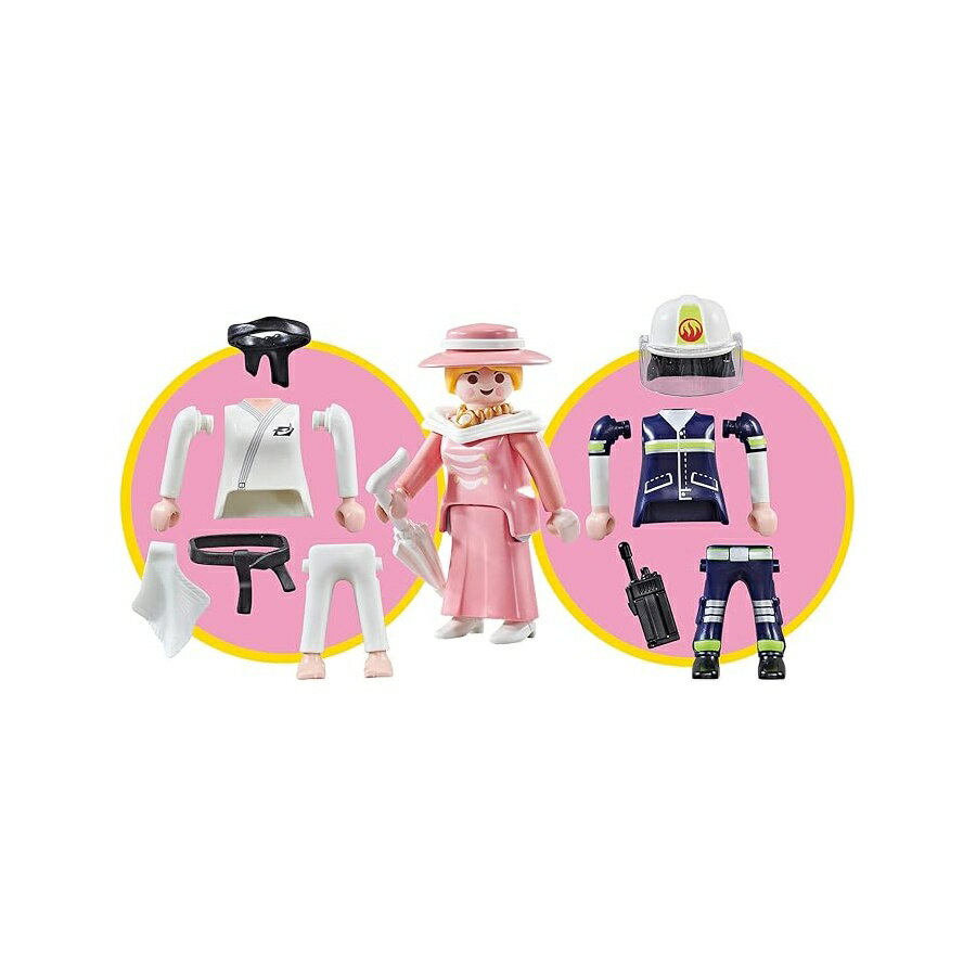 Cooking, Crafts Toys - プレイモービル 9855 3 in 1 交換フィギュア 空手/クラシックレディ/消防士 Playmobil 9855 3 in 1 Interchangeable Figure Karate/Classic Lady/Fire Fighter
