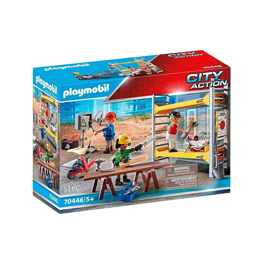 労働者と一緒にプレイモービルの足場を組み立てる Playmobil Scaffolding with Workers
