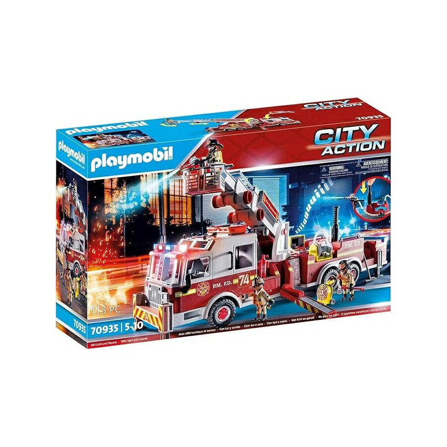 乐天商城 - プレイモービル救助車両: タワーはしご付き消防車 Playmobil Rescue Vehicles: Fire Engine with Tower Ladder
