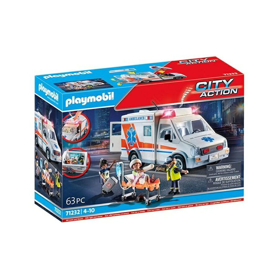 乐天商城 - プレイモービル救急車 アクセサリーとフィギュア 3 体付き Playmobil Ambulance with Accessories and 3 Figures
