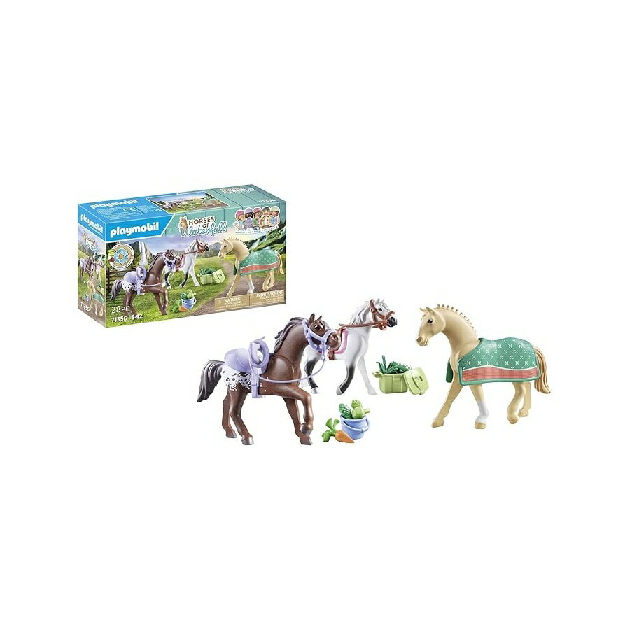 Rakuten - プレイモービル ホース オブ ウォーターフォール: サドルが付いた 3 頭の馬 Playmobil Horses of Waterfall: Three Horses with Saddles