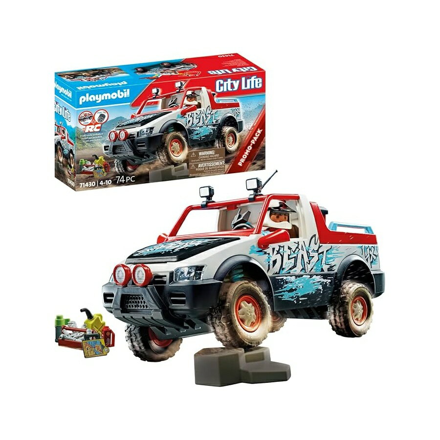 Rakuten - プレイモービル ラリーカーおもちゃプレイセット ? スタントマンミニフィギュアを含む74ピースバンドル ? 可動車軸とフィギュアを挿入する取り外し可能なロールバー ? フルツールボックス 地図 カメラ 魔法瓶 ガス缶付き Playmobil Rally Car Toy Playset 74 Piece