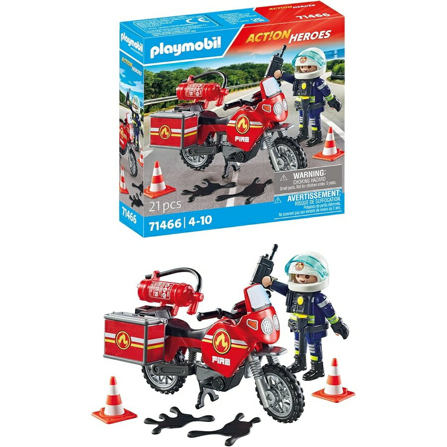 乐天商城 - プレイモービル火災バイクと油流出事件 Playmobil Fire Motorcycle & Oil Spill Incident