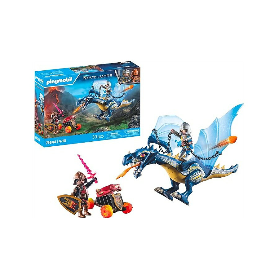 PLAYMOBIL Novelmore 71644 ドラゴン ゴールド ガーディング 可動ドラゴン 2 人の騎士と壮大な冒険のためのアクセサリー 4 歳以上の子供向けのアクション満載のおもちゃが含まれています PLAYMOBIL Novelmore 71644 Dragon Gold Guarding Includes a Movable Dragon, Two