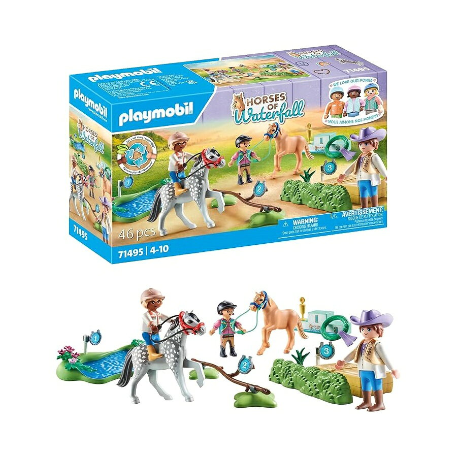 Rakuten - PLAYMOBIL Horses of Waterfall 71495 ポニートーナメント 若いチャンピオンのためのエキサイティングな競争 豊富なアクセサリー付き 4 歳の子供向けの詳細なおもちゃ PLAYMOBIL Horses of Waterfall 71495 Ponies Tournament, Exciting Competitions for Young