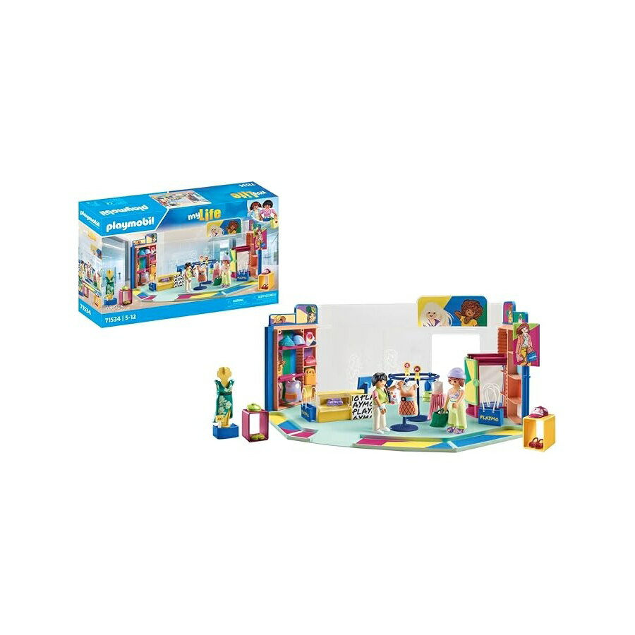 プレイモービル 71534 衣料品店 MyLife 3 人のキャラクター 箱 ショーケース アクセサリーが含まれています 5 歳から Playmobil 71534 Clothing Store MyLife Includes Three Characters, Crate, Showcase and Accessories from 5 Years