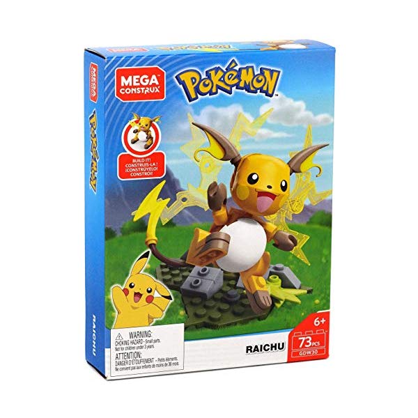 ポケモン ブロック おもちゃ メガブロック ライチュウ メガコンストラックス Mega Construx GDW30 Pokemon Power Pack Raichu, Multicolor