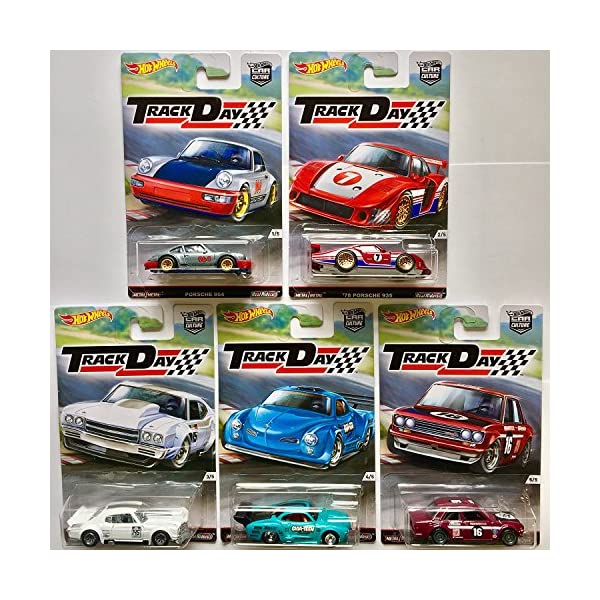 ポルシェ 911 964 ホットウィール モデルカー 模型 ミニカー グッズ 納車祝い プレゼント インテリア スーパーカー Hot Wheels Car Culture Track Day Set Of 5 Porsche 964, '78 Porsche 953, '70 Chevelle, Volkswagen Karmin Ghia, Datsun Bluebird 510